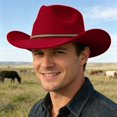 thumbnail image 2 of Product Cowboy Hat - Adult Western Ethnic Style Fedora for Party - Everyday Wear and Seasonal Ready, Wine, 2 of 4