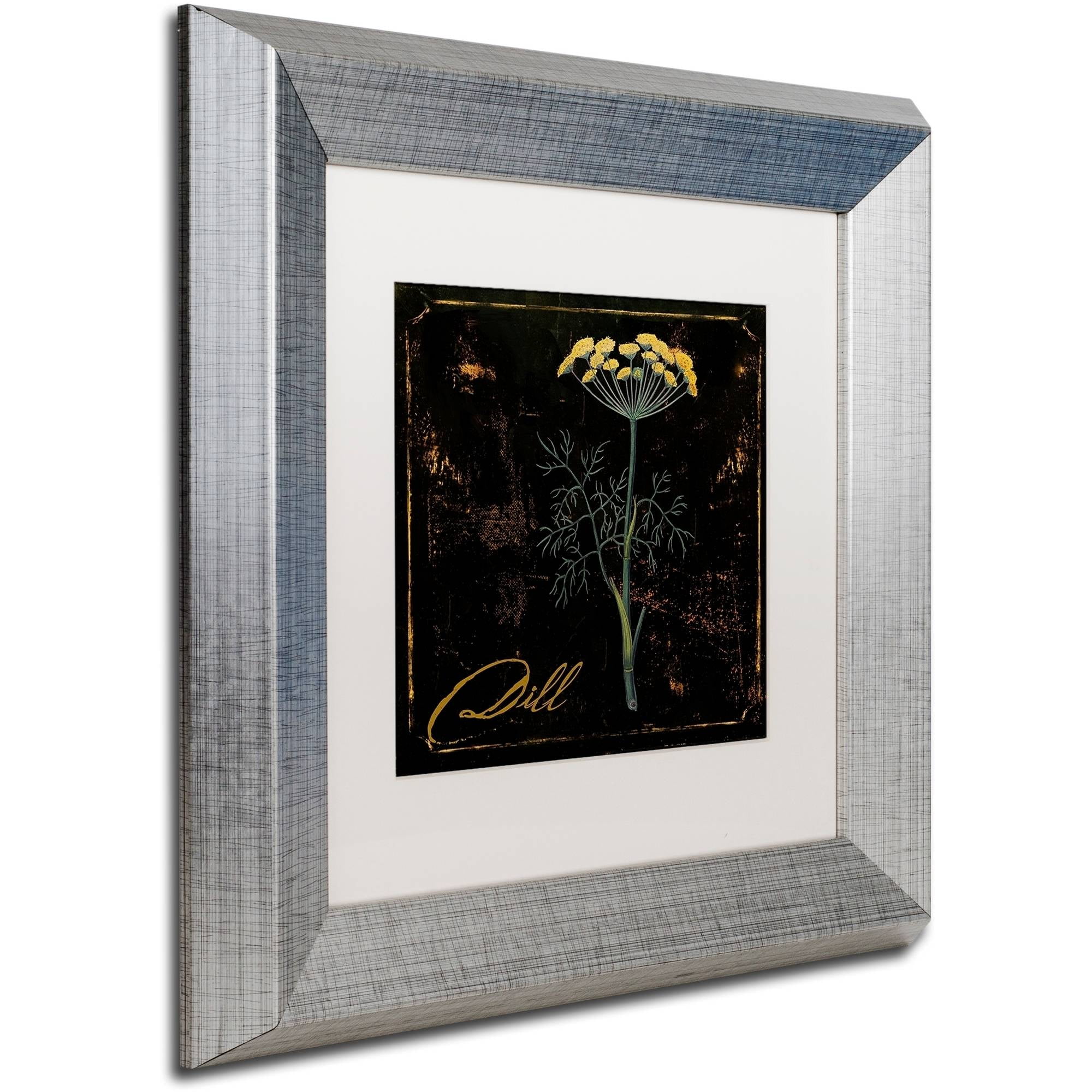 Trademark Fine Art "Black Gold Herbs I" Canvas Art by Color Bakery White Matte, Silver Frame