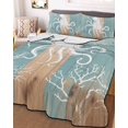thumbnail image 3 of Quilts Twin Size Bedding Set, Coastal Octopus Lightweight Quilted Comforter, Summer Coral Ocean Vintage Wood Soft Reversible Bedspread Coverlet with Pillow Covers for All Season, 68" x 86", 3 of 7