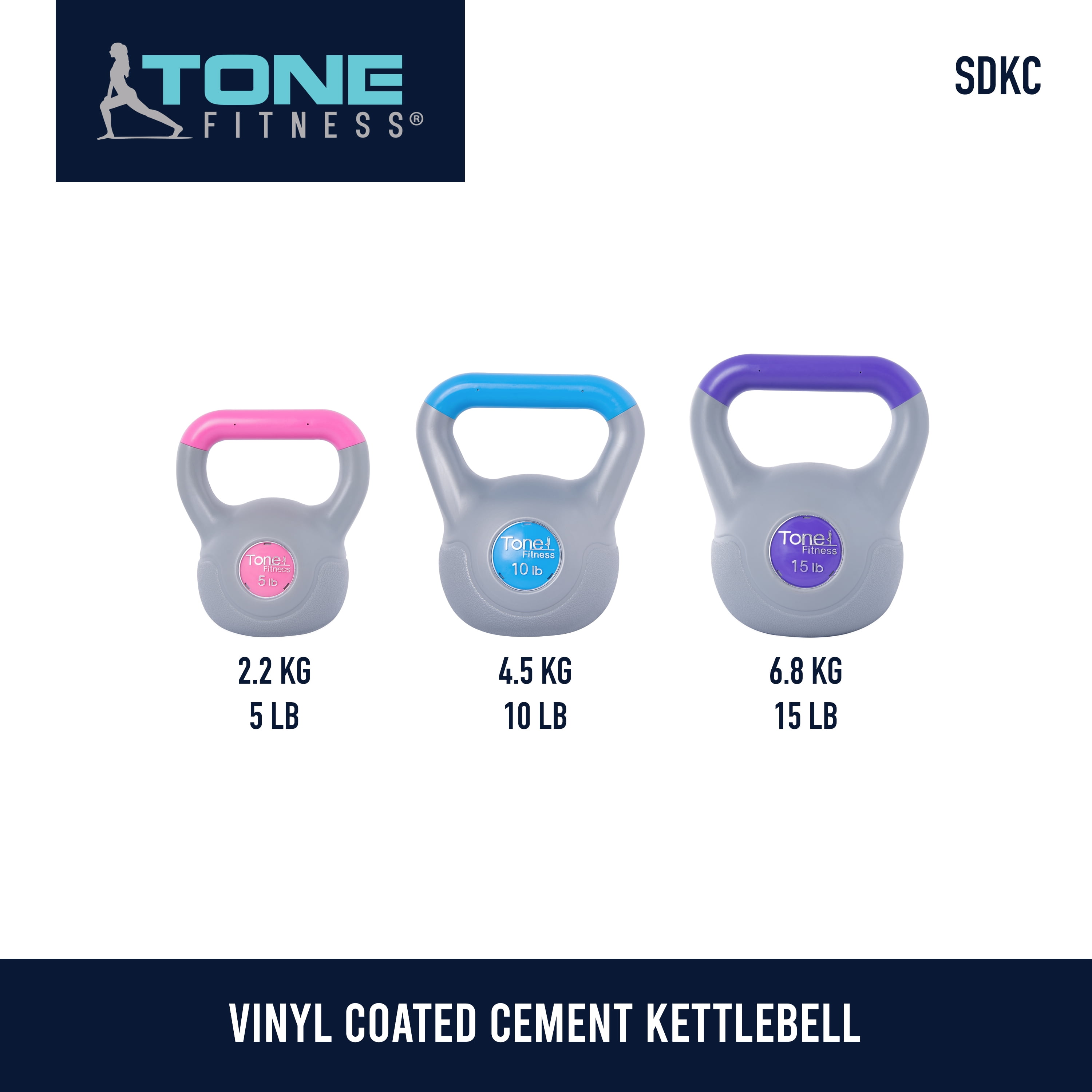 Tone Fitness, 15lb Cement Filled Kettlebell
