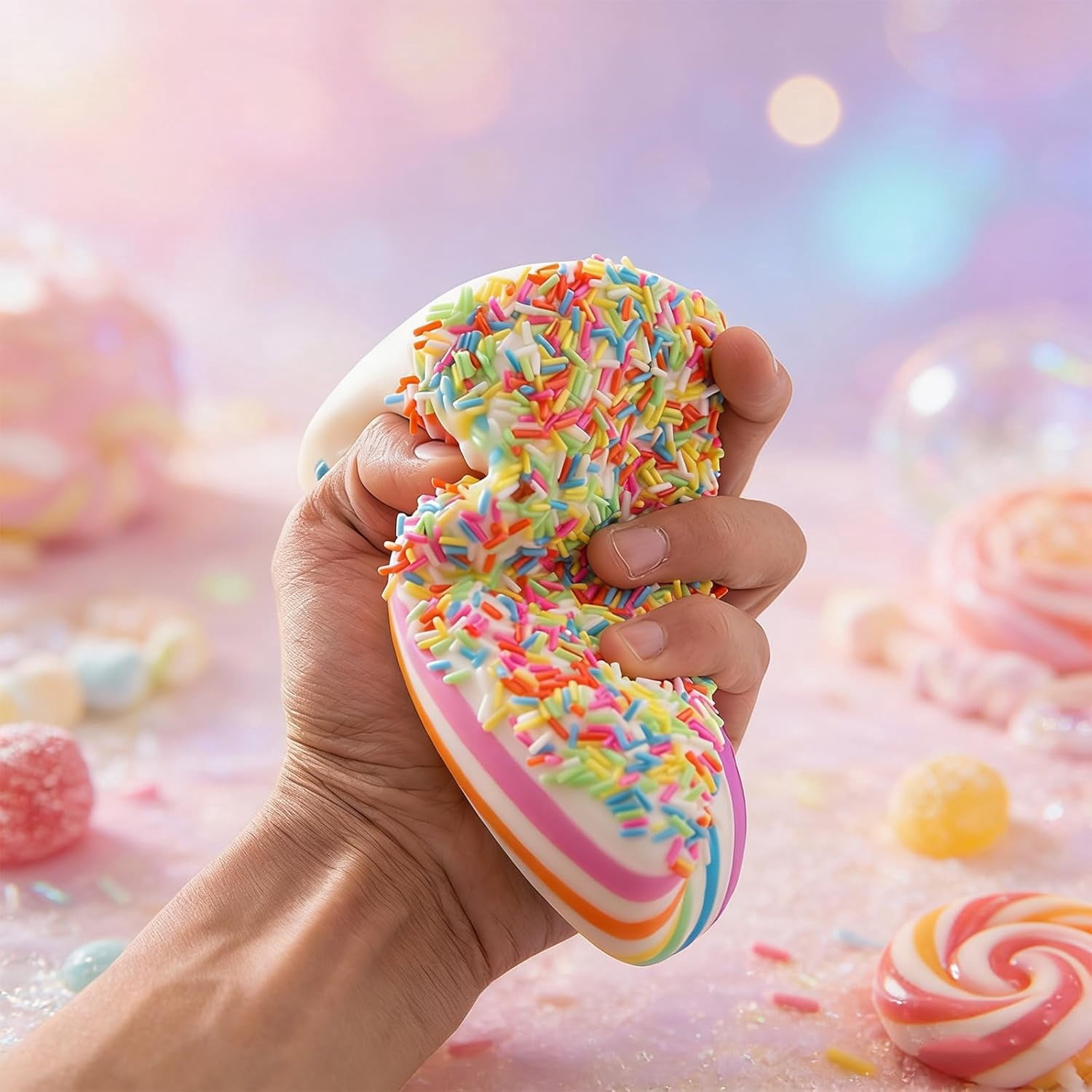 Rainbow Layer Cake Squishies, Birthday Cakes Squishy Slow Rise Toys Jumbo Fidget Squeeze, Soft Five Below Cute Food Sensory Decompression for Anxiety Stress Relief Desk Decor (2PCS A+B)