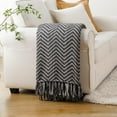 thumbnail image 3 of Dark Grey Throw Blanket for Couch, Decorative Knit Grey Blanket with Tassels, Soft Warm Cozy Couch Throw Blankets, 50" x 60", 3 of 5