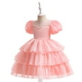 thumbnail image 3 of Flower Girls Dresses Pearl Puff Sleeve Tulle Wedding Princess Dress for 4-9Year, 3 of 6