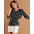 thumbnail image 3 of Blusa con Botones cuello de solapa Allegra K con volantes estampado de Corazón Negro L, 3 of 6