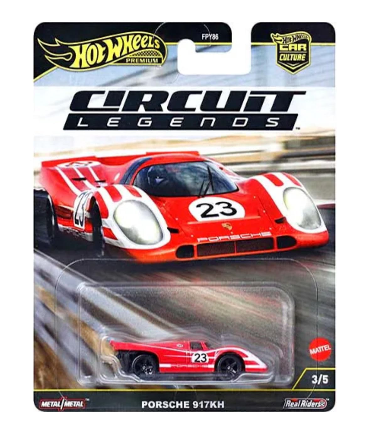 Hot Wheels Circuit Legends Die-Cast Cars Collection, 5-Pack Racing Set, Porsche and Ferrari Models FPY86-961K
