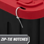 Hyper Tough 17 Gallon Medium Storage Bin with Snap Lid, Black and Red, Heavy Duty Plastic Storage Container