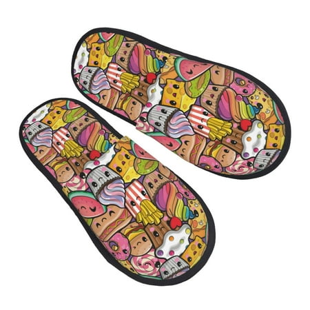 

Jgfou Fruit-Flavored Ice-Cream Print Womens Cozy Memory Foam Slippers Soft Warm Slip On House Slippers Anti-Skid Rubber Sole Creative Gifts for Women Mom Girlfriend