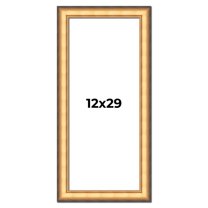 12x29 Frame Gold Plein Aire Solid Wood Picture Frame Width 2 Inches | Interior Frame Depth 0.5