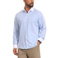 thumbnail image 4 of INSPIRE CHIC Men's Striped Button Down Long Sleeve Stretch Business Shirts L Blue, 4 of 4