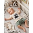 thumbnail image 6 of BemeyourBBs Toddler Baby Boy Football Outfit Infant Baby Boys Summer Clothes Short Sleeve Soccer Graphic T-Shirt and Solid Color Drawstring Pockets Shorts Set Toddler Boys Summer Outfit, 6 of 9