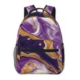 thumbnail image 1 of Easygdp Purple Gold Marble Swirls Mochila Ergonómica Versátil para Laptop - Múltiples Bolsillos, Correas Ajustables, Unisex para Escuela, Viajes y Actividades al Aire Libre-One Size, 1 of 5