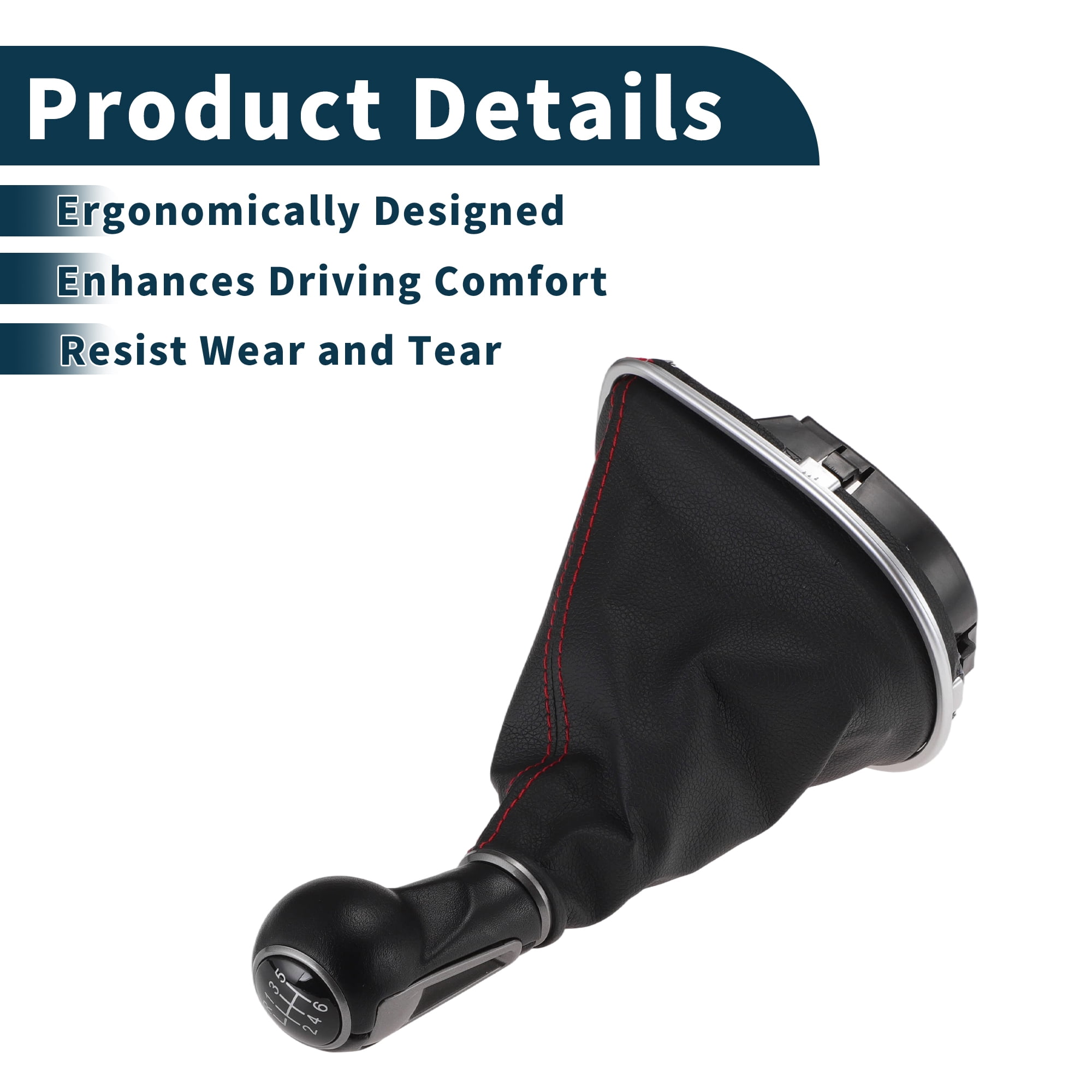 Unique Bargains Manual Transmission Gear Shift Knob Handle for Seat Leon II Toledo III Altea XL Shift Gear Lever Knob Gearstick Gaiter Boot Cover Plastic Leather