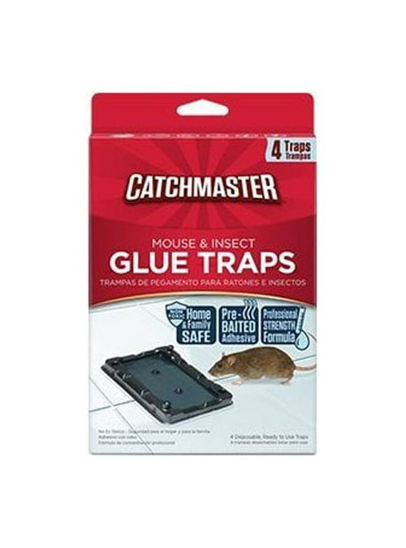 Catchmaster Mouse & Insect Glue Traps, 4 Count, Easy No-Mess Non-Toxic