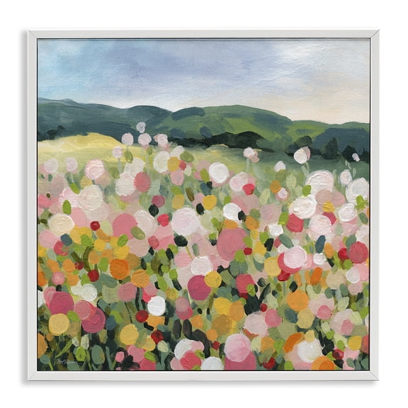 Stupell Industries Traditional Meadow Landscape White Framed Giclee Art, 24 x 24, by Carol Robinson