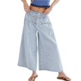 thumbnail image 1 of Pantalones Vaqueros Anchos para Mujer, Holgados, con Cintura Elástica, Botones, Estilo Boyfriend, Informales, Sueltos, con Bolsillos. Azul S, 1 of 9