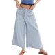 thumbnail image 1 of Pantalones Vaqueros Anchos para Mujer, Holgados, con Cintura Elástica, Botones, Estilo Boyfriend, Informales, Sueltos, con Bolsillos. Azul S, 1 of 9