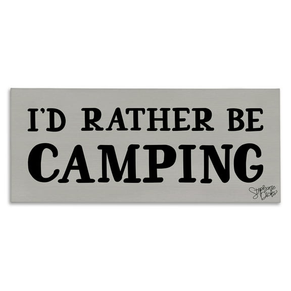 Stupell Industries Rather Be Camping Text & Numbers Painting Wrapped Canvas Art Print Wall Art, 24 x 10
