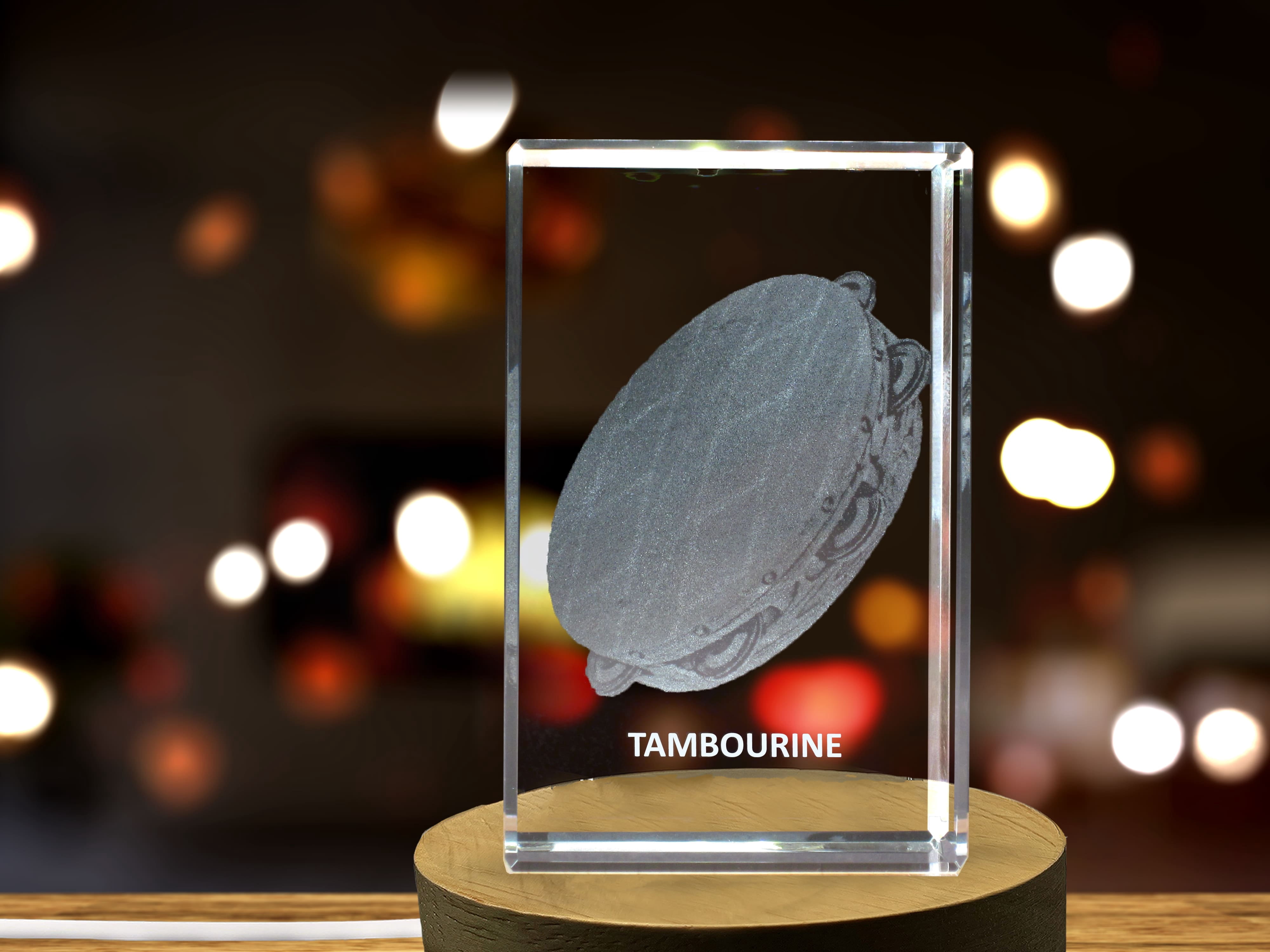 Tambourine 3D Engraved Crystal 3D Engraved Crystal Keepsake/Gift/Decor/Collectible/Souvenir
