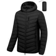 thumbnail image 2 of Men's Packable Hooded Puffer Jacket, Water Resistant Windproof with 5 Zip Pockets for Hiking Travel Black S, 2 of 8