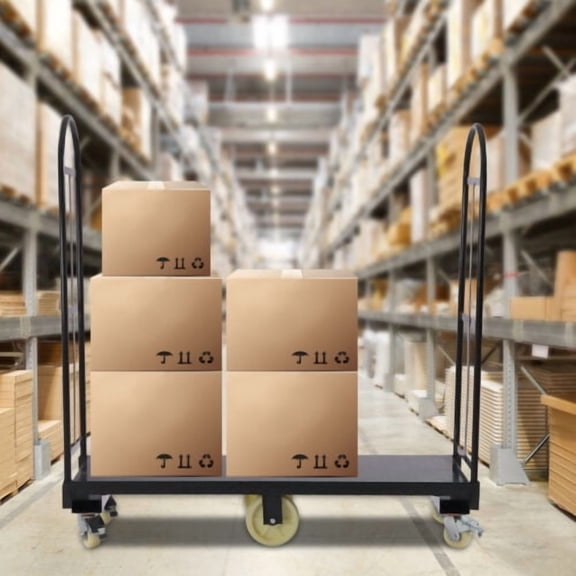 Heavy-Duty 64.6"x15.7" Steel Dolly U-Boat Utility Push Cart Platform Hand Truck