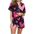 thumbnail image 6 of Goodtrade8 Womens Button up PJS 2 Pieces Short Sleeve Homewear Heart Print Casual Loungewear Pockets Summer Homewear PJS Pajamas Set for Women Shorts & Tops, 6 of 8