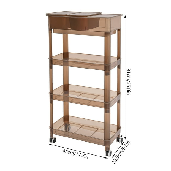 4-Tier Rolling Storage Cart with 2 Boxes, Holds Up to 22.05 lbs
