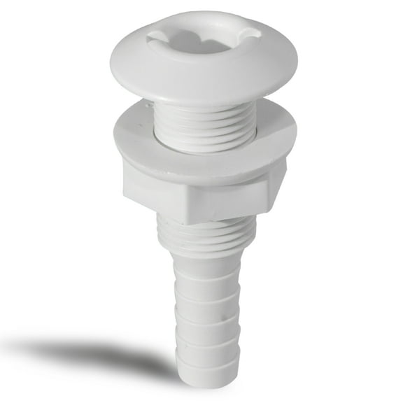 Five Oceans White Straight Thru-Hull Connection for Hose, 1/2 inches FO1866