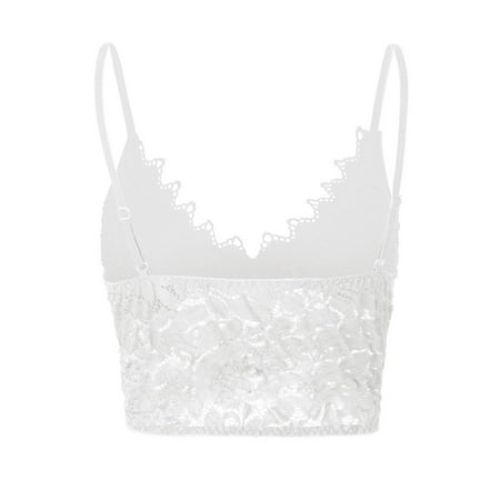 White X-Large Plus Size Lingerie Vest Sparkly Garter Belt Bra Wireless Camisole Underwear Plus Size Shirt Crop V Neck Women Plus Size Bustier Lingerie for Women