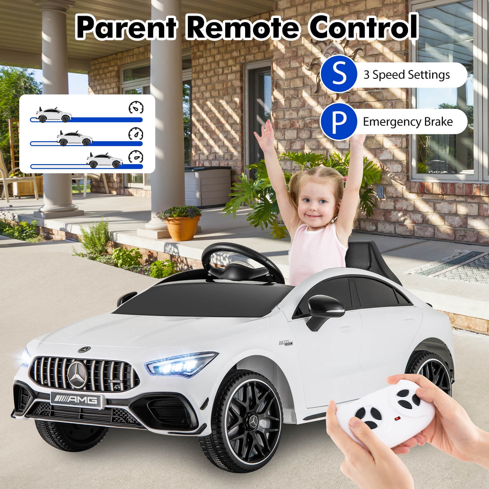 Infans 12V Kids Ride on Car w/Remote Rocking Function Transport Wheels Lights & Music