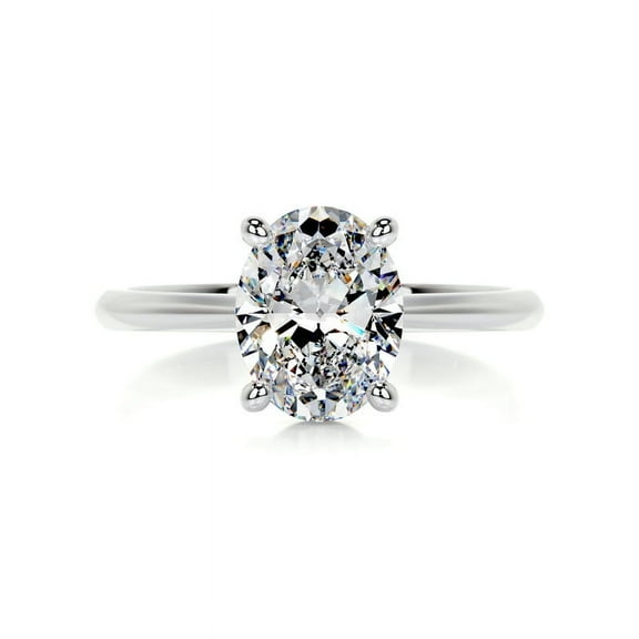 First Jewel Excellent 1.9 Ct Oval Cut Diamond Ring - Silver 14K White Gold Over Ring - Simple Diamond Ring for Her - Solo Stone Diamond Ring for Her - Solitaire Diamond Ring for Her - Gift for Her
