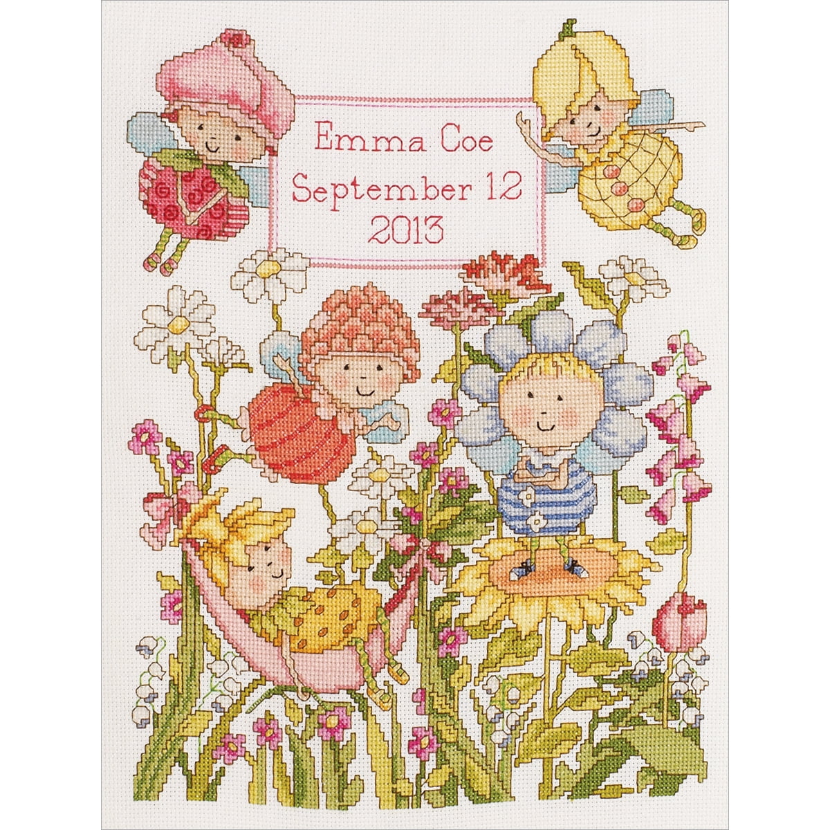 Bucilla Garden Fairies Birth Record Counted Cross Stitch Kit 10 X 13 bucilla-garden-fairies-birth-record-counted-cross-stitch-kit-10-x-13
