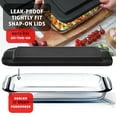 thumbnail image 4 of Virtu Casserole Glass Baking Dish, 4pc Stackable Glass Food Storage Containers with Airtight Lids and Grip Handles, Black, 4 of 8