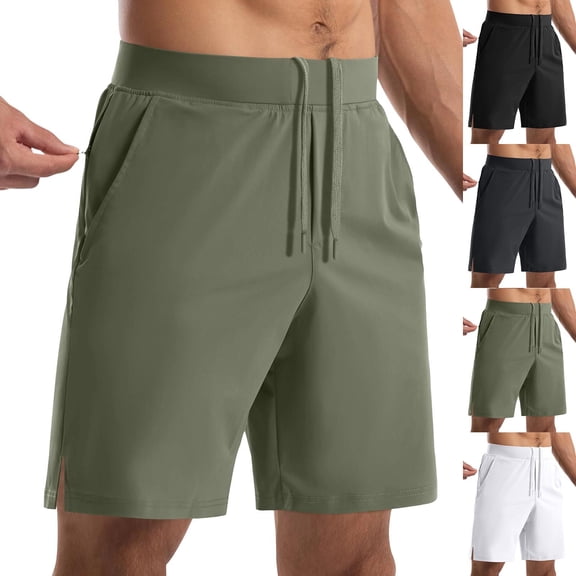 IhhxPro Men's Casual Shorts with Pockets Drawstring Zipper Pocket Athletic Lightweight Cotton Jogger Style for Summer Workout Gym Outdoor S-3XL