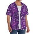 thumbnail image 2 of Sikiie Purple Snowflakes Men's Cuban Shirt, Hawaiian Shirts, Business Casual Button Down Shirts, Short Sleeve Shirt-Small, 2 of 5