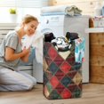 thumbnail image 5 of Yayeee Freestanding Laundry Hamper with Handle Collapsible Large Storage Basket for Clothes, Dark Tartan Pattern, 5 of 7