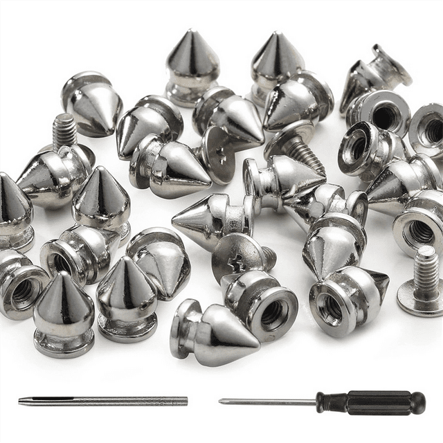 100 Pack Spikes and Studs 9.5MM Spikes for Clothing Metal Studs Rivets for Leather Punk Spikes Accessories Screw Back