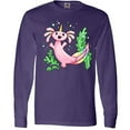 thumbnail image 3 of Inktastic Axolotl Unicorn with Rainbow Tail, Bubbles and Seaweed. Long Sleeve T-Shirt, 3 of 5