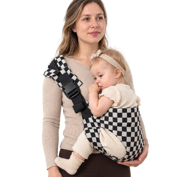 Lujifo Baby Sling Carrier, Cutout Seat Toddler Sling, Black Cream Checkerboard, One Size