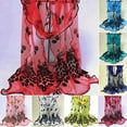 thumbnail image 3 of Yesbay Women Peacock Flower Embroidered Lace Scarf Long Soft Wrap Shawl Stole Peacock Blue, 3 of 8