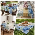 thumbnail image 6 of Blue Floral Rectangle Tablecloth Summer Country Hydrangea Floral Butterfly Linen Texture Waterproof Wrinkle Free Soft Table Cloth Spill-Proof Washable Table Cover for Dining Picnic 60 x 120 Inch, 6 of 9