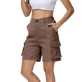 thumbnail image 5 of Mohiass Shorts for Women Cargo Shorts Knee Length 6 Pockets Elastic Waist Long Shorts for Summer Casual, 5 of 8