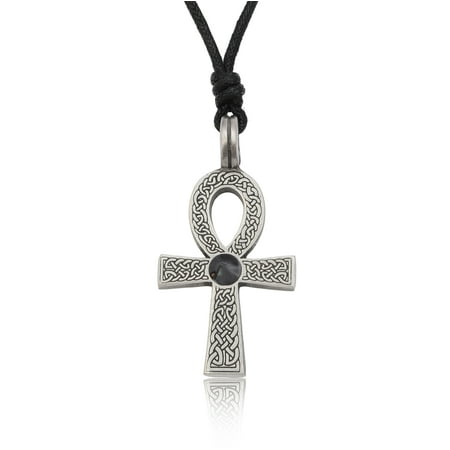 Egyptian Ankh Jewelry Pendant - Egyptian Ankh Silver Pewter Charm Necklace Pendant Jewelry With Cotton Cord