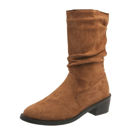 

Women s Fashion Autumn And Winter Suede Mid Calf Boots Comfortable Temperament Boots