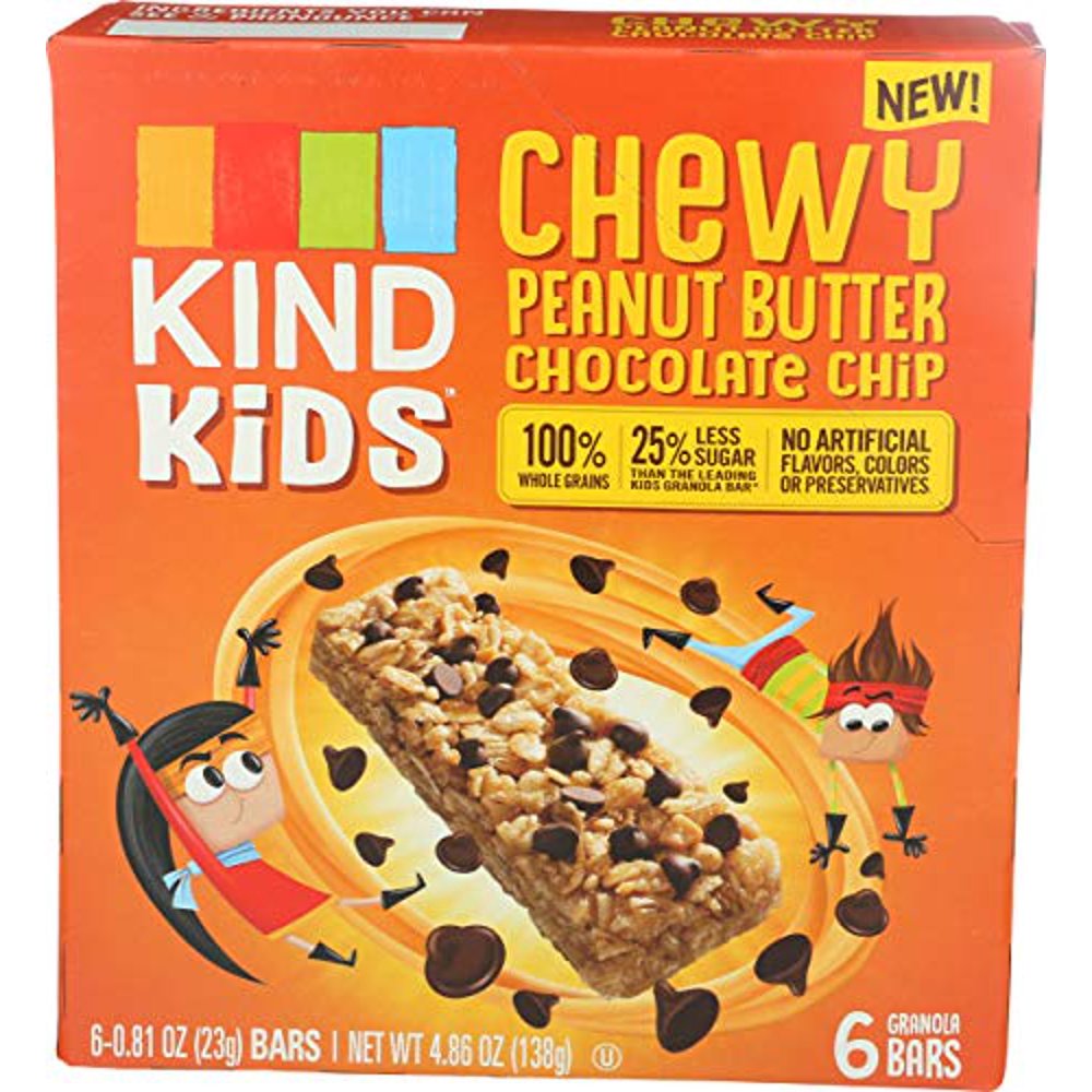 Kind Kids Granola Bars Gluten Free Chewy Peanut Butter Chocolate Chip, Pack of 8, Size 6/.81 OZ