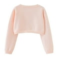 thumbnail image 3 of Hotiary Toddler Baby Girls Open Front Bolero Shrug Kids Long Sleeve Cropped Elegant Cardigan Knit Sweater Children Ruffled One Button Cute Outwear Crop Top Cover Up for 1-10Y Pink, 3 of 8