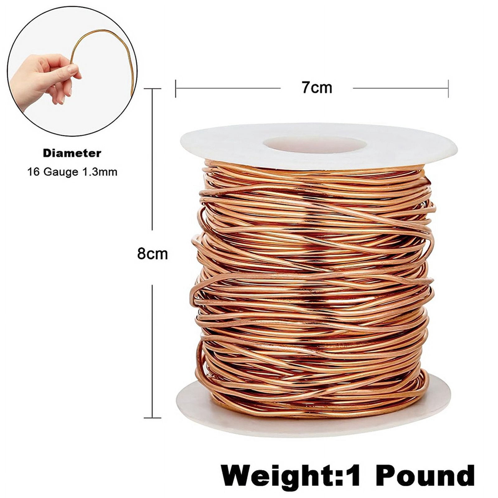 99.9% Dead Soft Copper Wire, 16 Gauge/1.3mm Diameter, 127 Feet/ 39 M