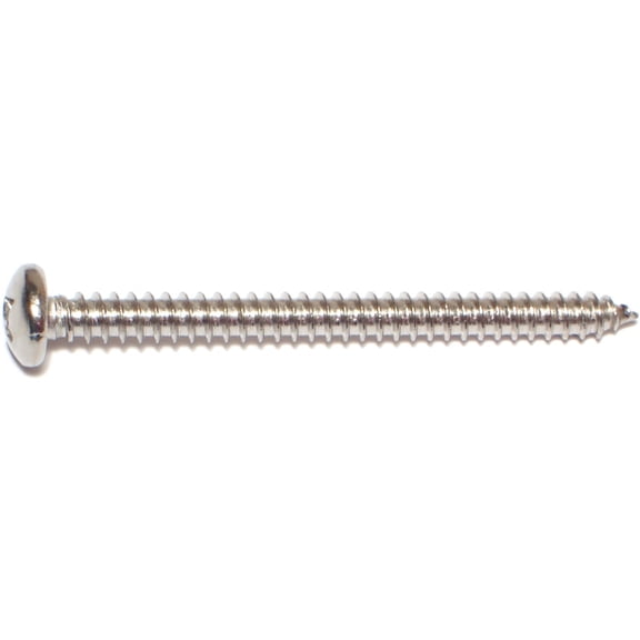 #12 x 2-1/2" 18-8 Stainless Steel Phillips Pan Head Sheet Metal Screws SMSPSS-433