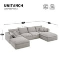 thumbnail image 6 of 142" Fully Compressed Modular Sectional Sofa, U Shape with Ottomans, Luxury Striped Chenille with Extra Width & Depth Cloud Like Soft Cushion,No Assembly Required for Living Room,Apartment,Light Grey, 6 of 9