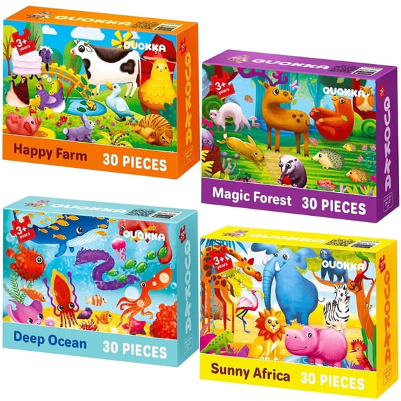 Quokka Kids Puzzles Ages 3-5 - 30 Pieces Toddler Puzzles Ages 2-4 - Animal Jigsaw Puzzle for Kids 4-6 Years Old
