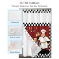 thumbnail image 2 of No Hook Cloth Fabric Shower Curtain with Snap in Liner, Fat Chef Waterproof Shower Curtains Set with See Through Top Window, Black White Checkered Farmhouse Red Kitchen Cook Bath Curtains 66"x72", 2 of 6